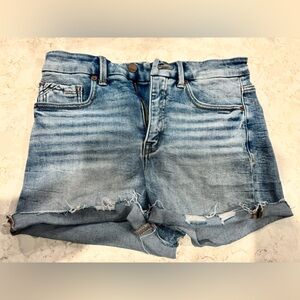 Buckle Black No. 35 High Rise Light Blue Denim‎ Shorts Distressed Cuffed Hem